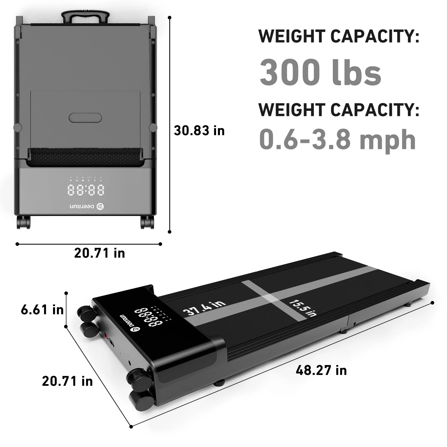 DeerRun Z20 Foldable Walking Pad Treadmill – Ultra Compact with LED Display - Image 3
